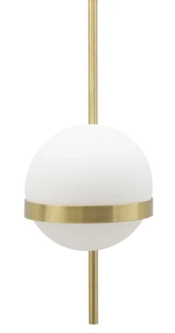 Applique murale en métal doré avec sphère en verre blanc décor cercle doré