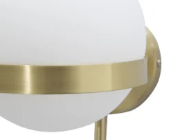 Applique murale en métal doré avec sphère en verre blanc décor cercle doré