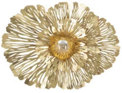 Applique murale florale en métal doré 1 point lumineux