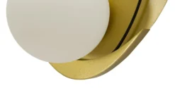 Applique murale géométrique Circlay Métal Doré et Verre Blanc Mat