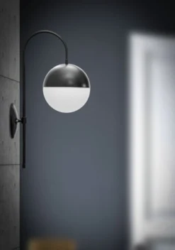 Applique murale sphère en verre Blanc métal Noir
