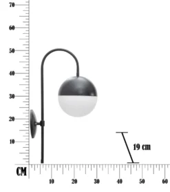 Applique murale sphère en verre Blanc métal Noir