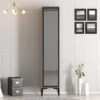 Armoire avec miroir style industriel Akoy L40cm Bois foncé et Anthracite