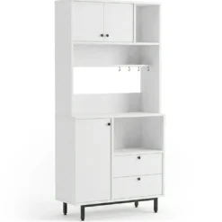 Armoire de cuisine moderne 4 portes et 2 tiroirs Axyl L88xH180cm Blanc