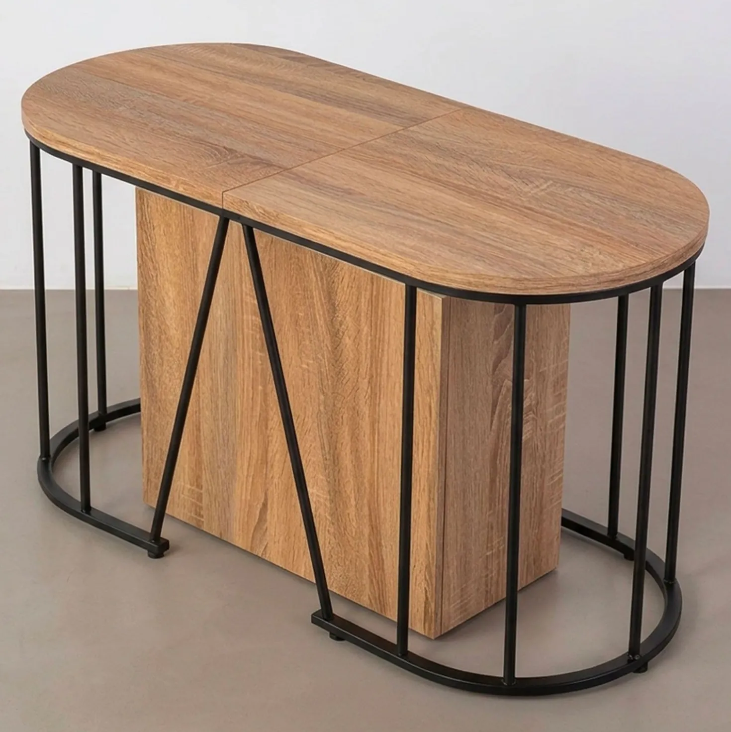 Banc extensible avec rangement rallonges intégré Tambor Bois sonoma 92-212cm
