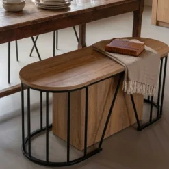 Banc extensible avec rangement rallonges intégré Tambor Bois sonoma 92-212cm
