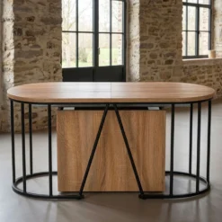 Banc extensible avec rangement rallonges intégré Tambor Bois sonoma 92-212cm