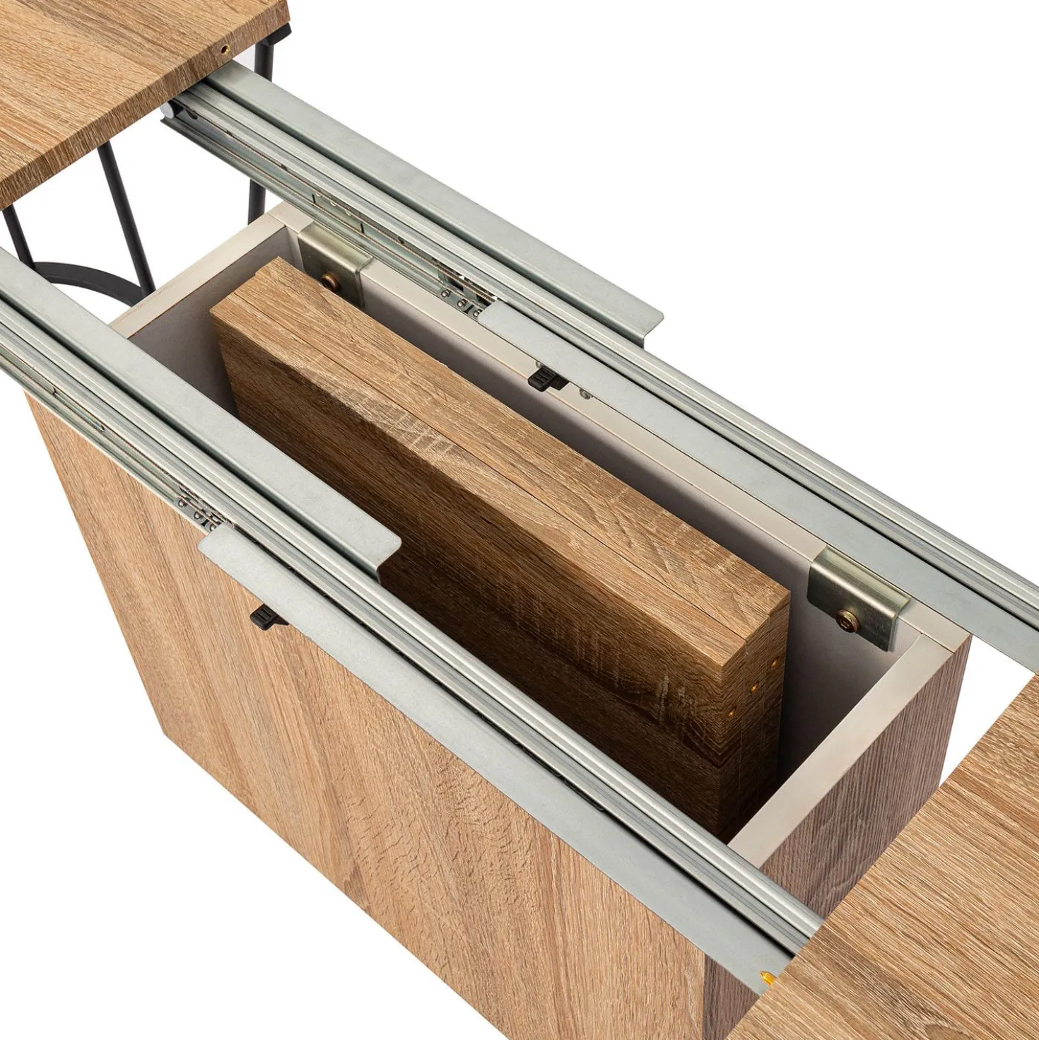 Banc extensible avec rangement rallonges intégré Tambor Bois sonoma 92-212cm
