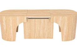 Banc extensible avec rangement rallonges intégré Tammy Effet travertin Beige 92-212cm