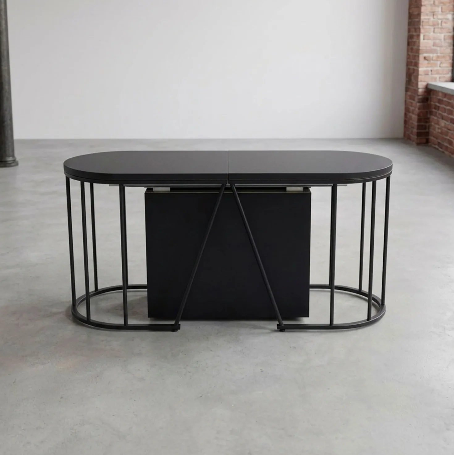 Banc extensible avec rangement rallonges intégré Tambor Noir 92-212cm