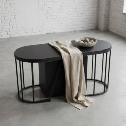 Banc extensible avec rangement rallonges intégré Tambor Noir 92-212cm