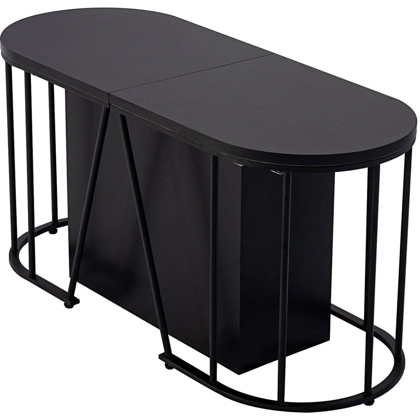 Banc extensible avec rangement rallonges intégré Tambor Noir 92-212cm