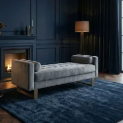 Banquette capitonnée Shell Velours Argent