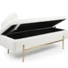 Banquette-coffre moderne Hepburn L140cm Tissu bouclette Blanc