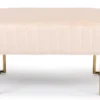 Banquette élégante matelassée Philomena pieds métal doré et Velours Beige