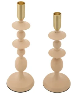 Bougeoir Gémeaux 2 pcs Rose