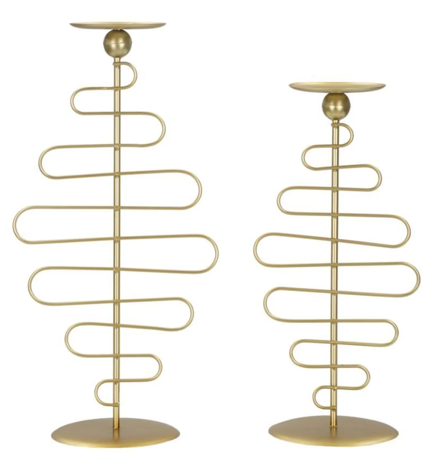 Bougeoirs en métal doré Alid 2 pcs lignes sinueuses