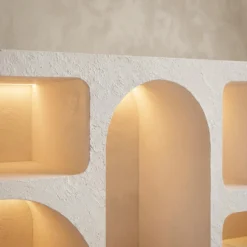 Buffet bas L160cm design arches avec LED intégrées Navalor Blanc