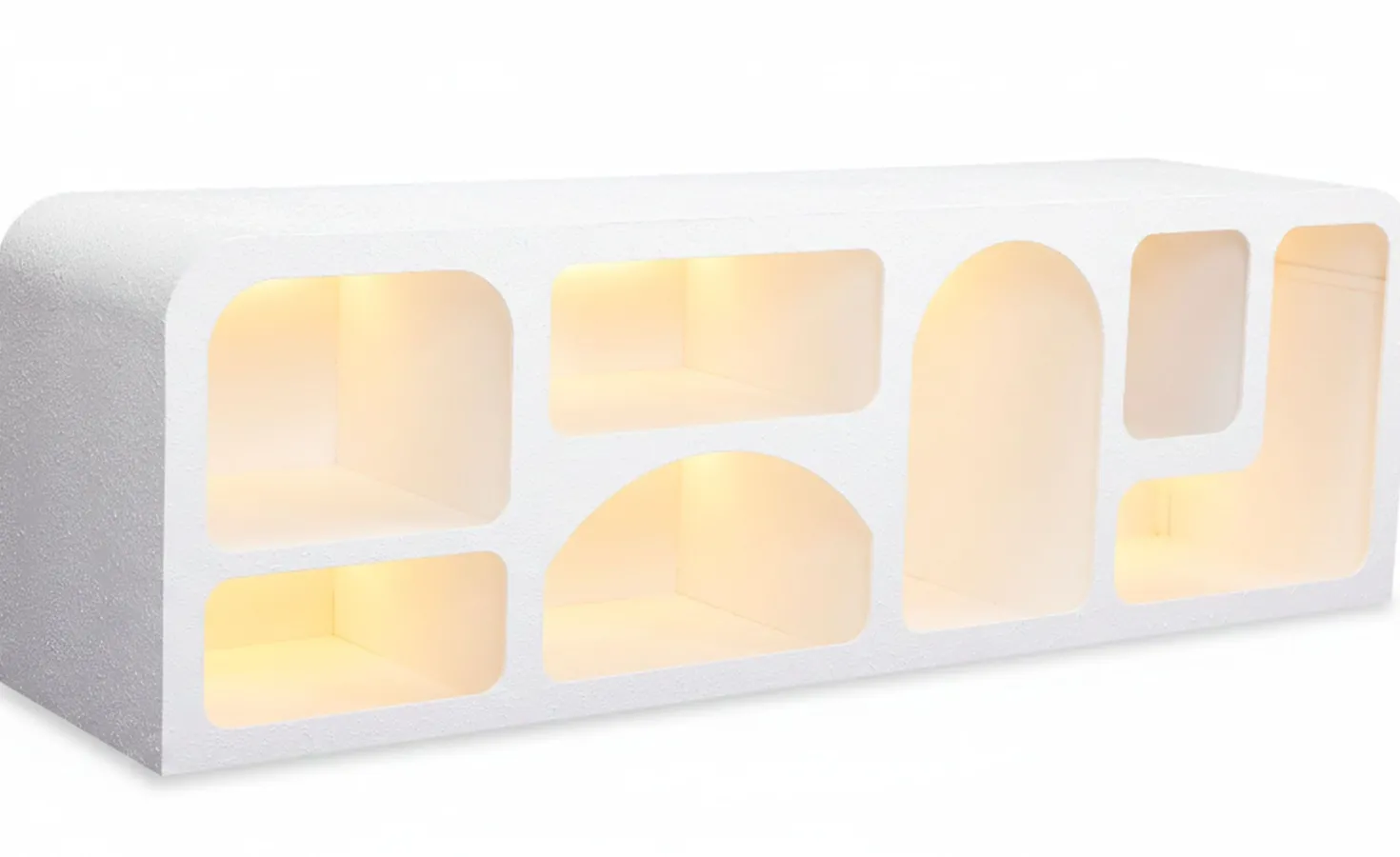 Buffet bas L160cm design arches avec LED intégrées Navalor Blanc