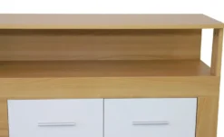 Buffet contemporain L190cm 4 portes er 4 tiroirs Lunata Bois sonoma et Blanc