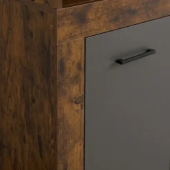 Buffet style industriel L190cm 4 portes er 4 tiroirs Lunata Bois foncé et Gris