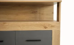 Buffet style industriel L190cm 4 portes er 4 tiroirs Lunata Chêne et Gris