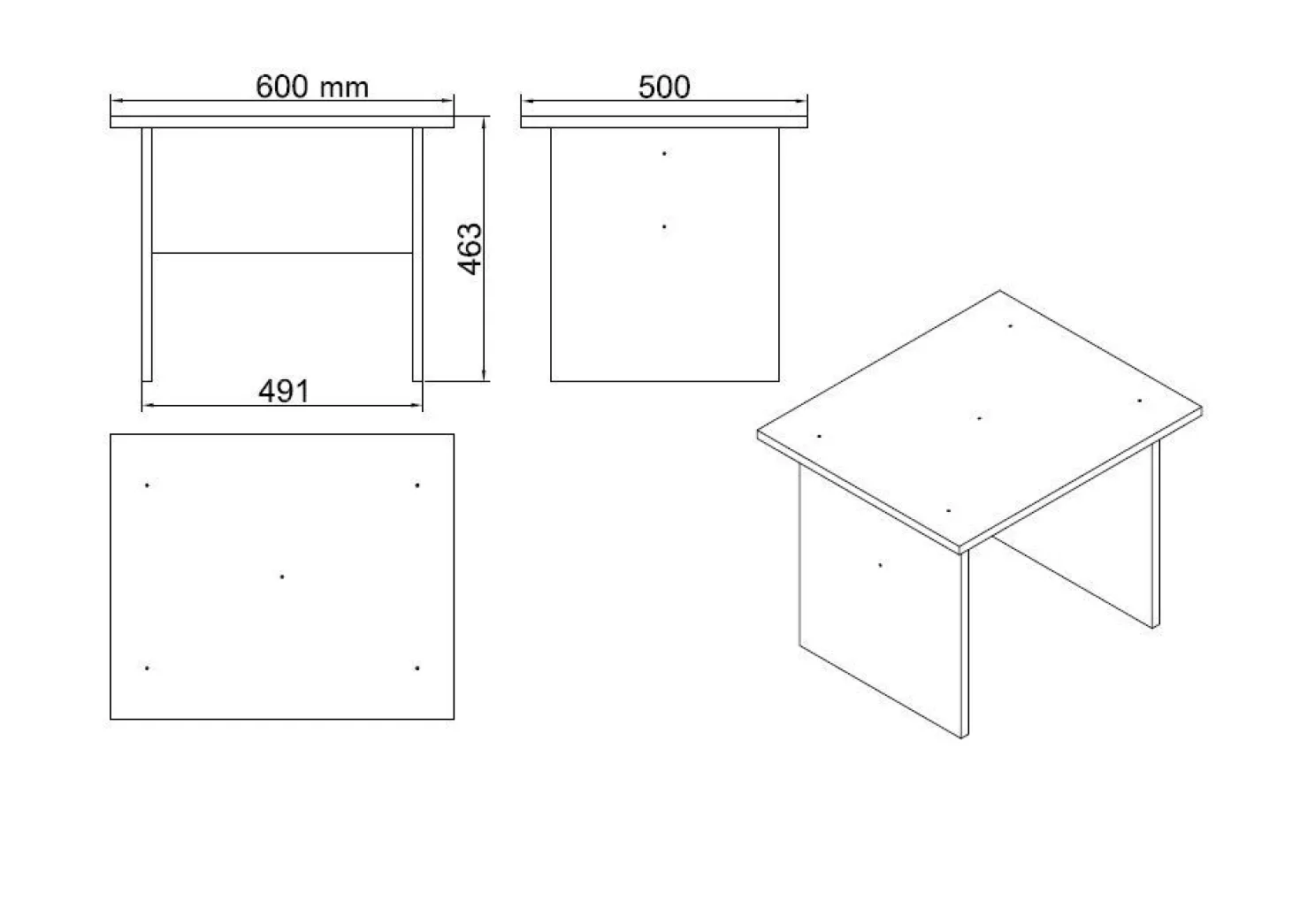 Bureau, armoire, commode et table basse Busymo Chêne foncé et Noir