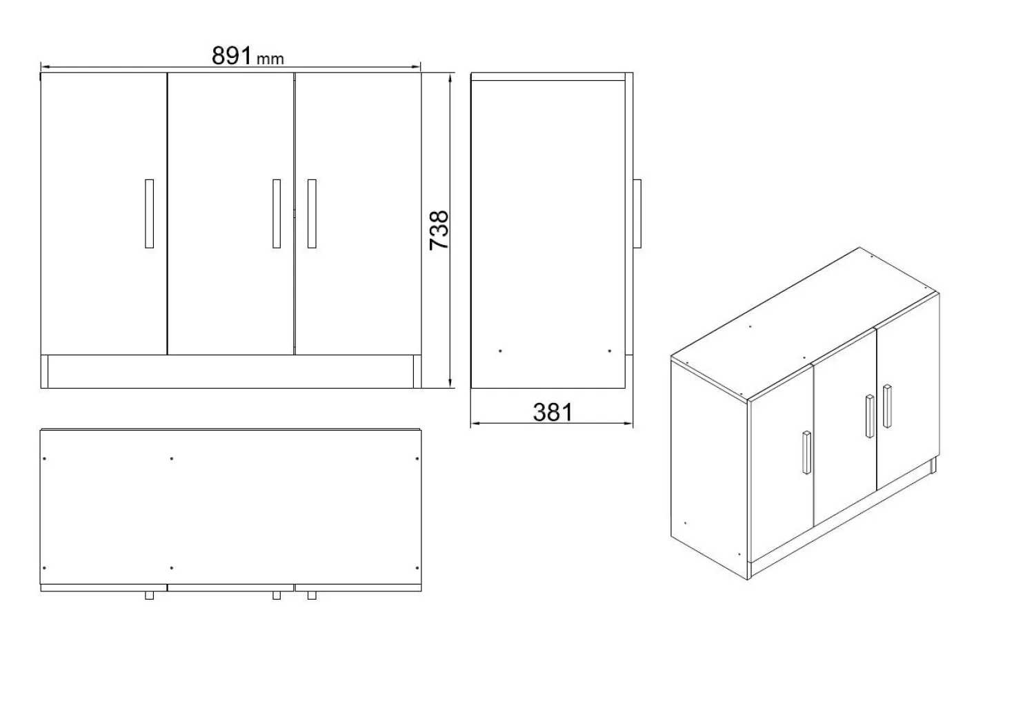 Bureau, armoire, commode et table basse Busymo Chêne foncé et Noir