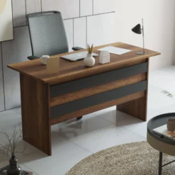 Bureau, armoire, commode et table basse Busymo Chêne foncé et Noir