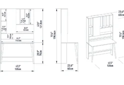 Bureau avec étagère Fekadu L120cm Bois foncé, Blanc et Anthracite
