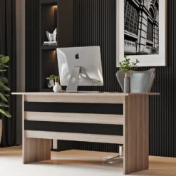 Bureau contemporain Busymo Chêne clair et Noir
