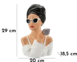 Buste Femme Parisienne en céramique Blanc et Noir