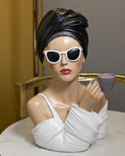 Buste Femme Parisienne en céramique Blanc et Noir