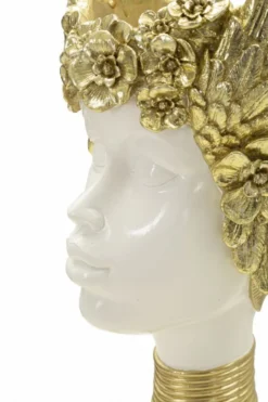 Buste femme polyrésine blanc et ailes dorées