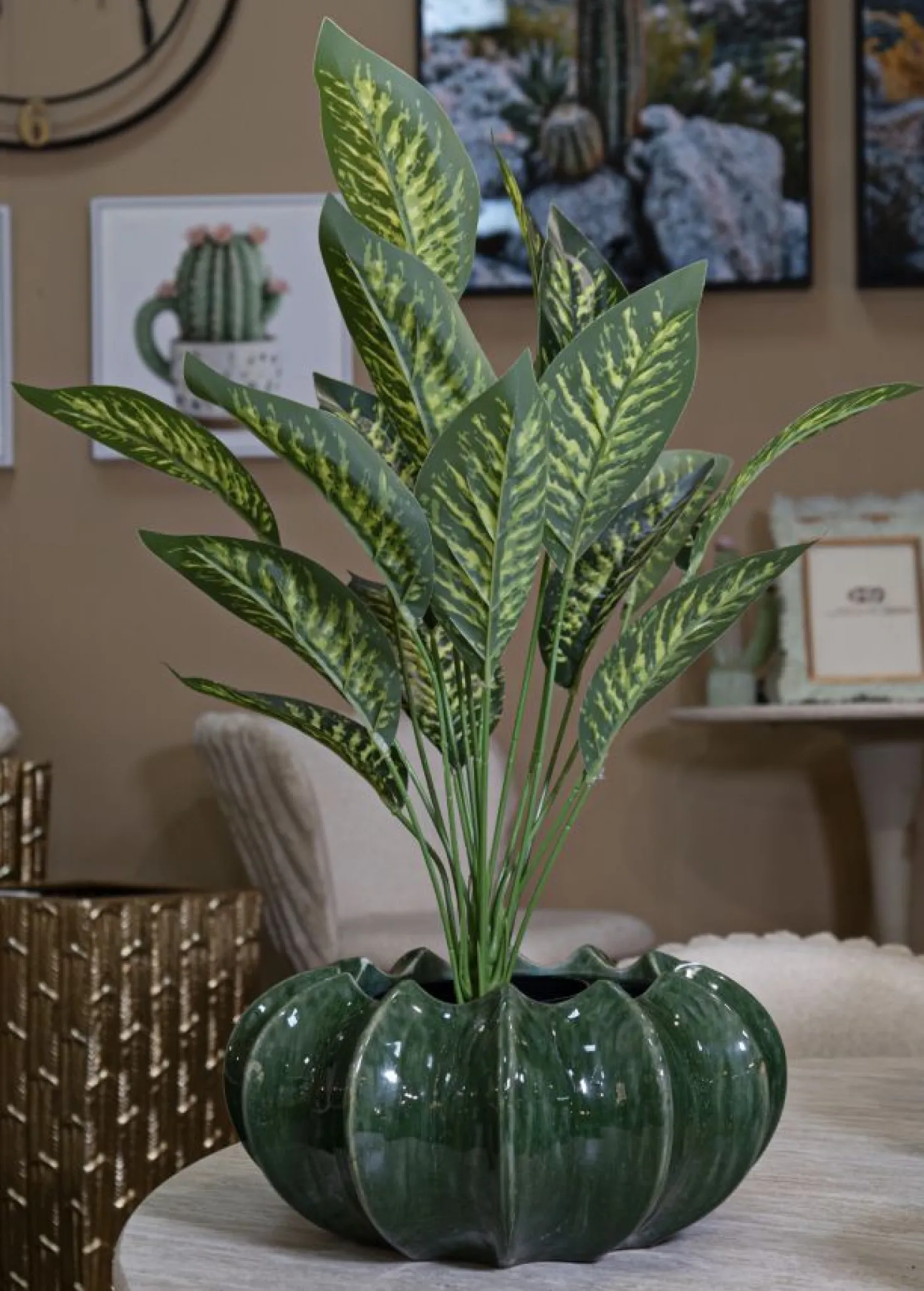 Cache-pot forme originale Cactus finition brillante Verde intense