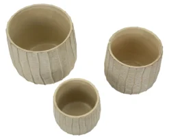 Cache-pot 3 pcs texture naturelle beige