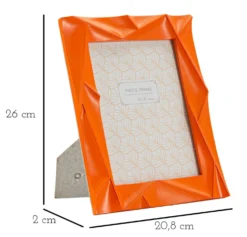 Cadre photo rectangulaire en résine Orange et verre