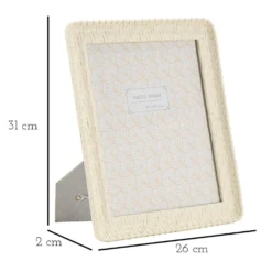 Cadre photo rectangulaire en résine polyrésine crème style bambou