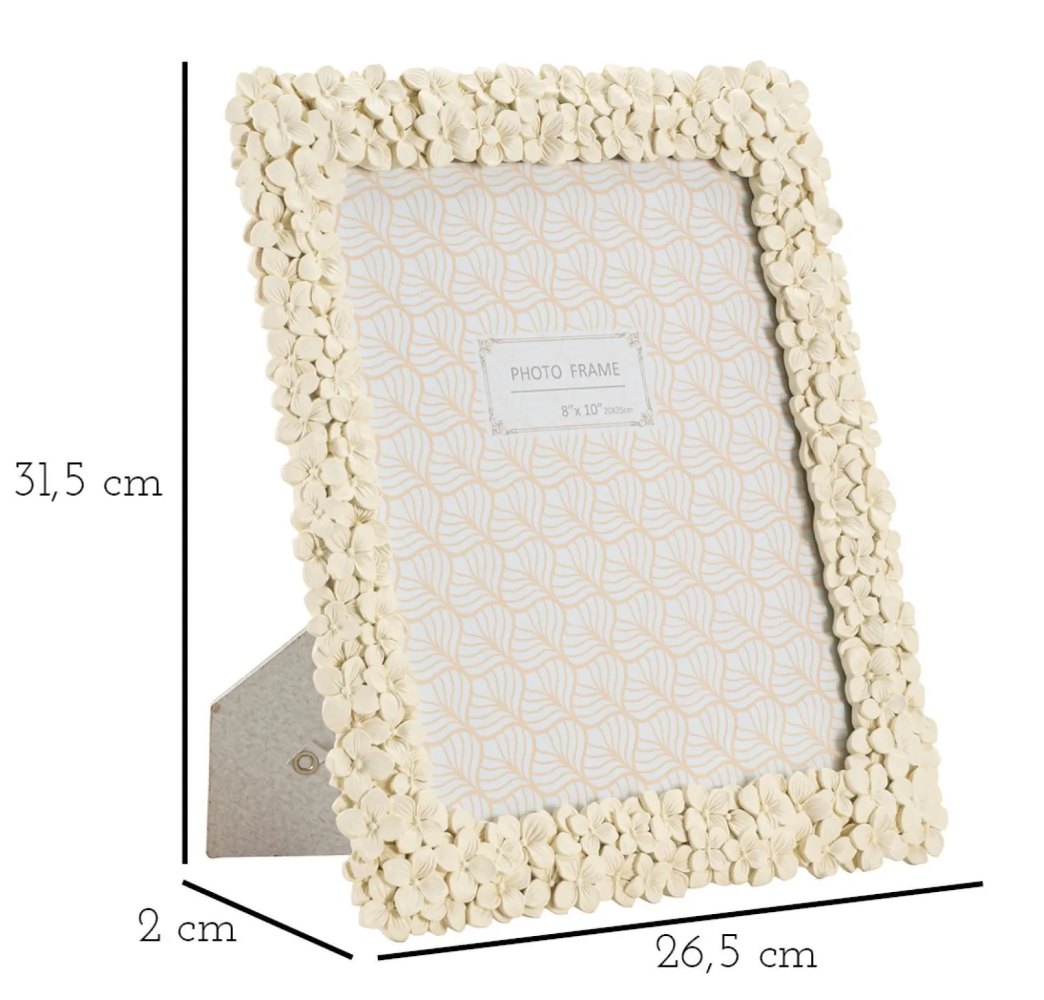 Cadre photo rectangulaire FLOTY polyrésine fleurs Crème