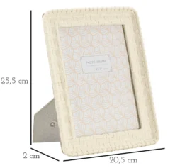 Cadre photo rectangulaire résine imitation bambou crème