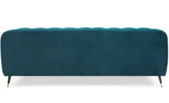 Canapé capitonné 3 places style boudoir Glams Velours Bleu canard