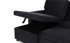 Canapé convertible avec angle réversible Baleares Velours Noir