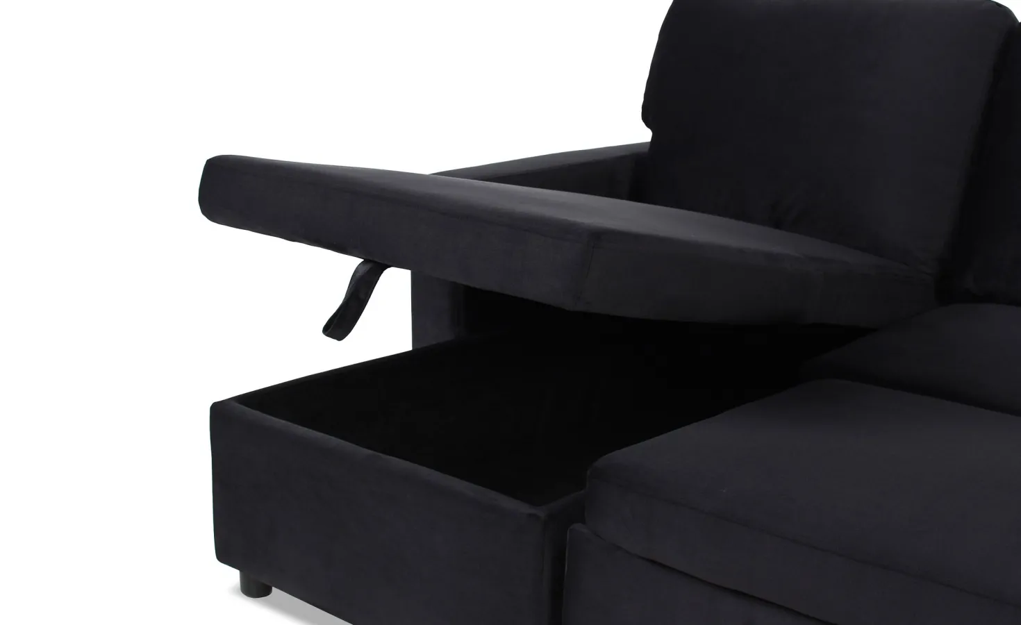 Canapé convertible avec angle réversible Baleares Velours Noir