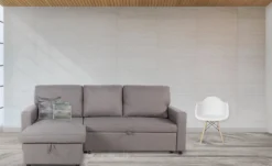 Canapé convertible avec angle réversible Baleares Tissu Gris clair