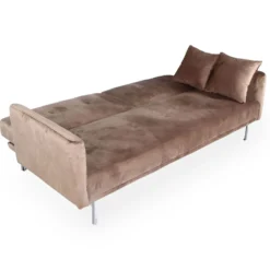 Canapé convertible clic-clac 3 places Carla Velours Taupe