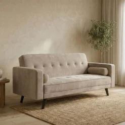 Canapé convertible clic-clac scandinave Slow Velours Taupe