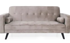 Canapé convertible clic-clac scandinave Slow Velours Taupe