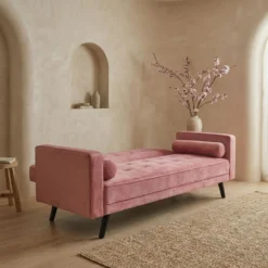 Canapé convertible clic-clac scandinave Slow Velours Rose