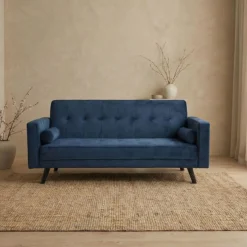 Canapé convertible clic-clac scandinave Slow Velours Bleu