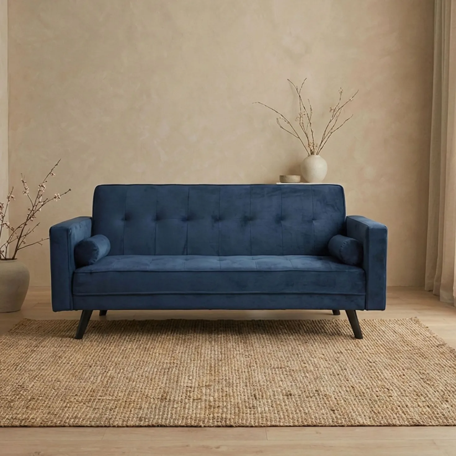 Canapé convertible clic-clac scandinave Slow Velours Bleu